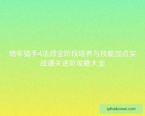 地牢猎手4法师全阶段培养与技能加点实战通关进阶攻略大全
