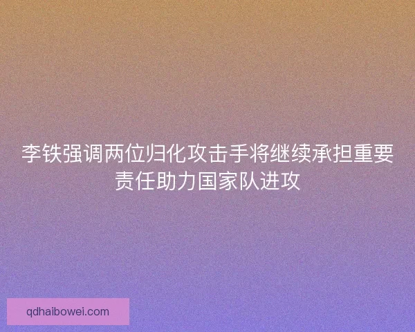 李铁强调两位归化攻击手将继续承担重要责任助力国家队进攻