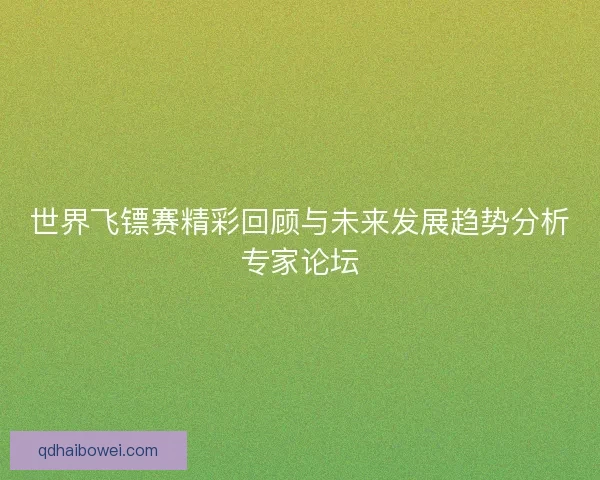 世界飞镖赛精彩回顾与未来发展趋势分析专家论坛
